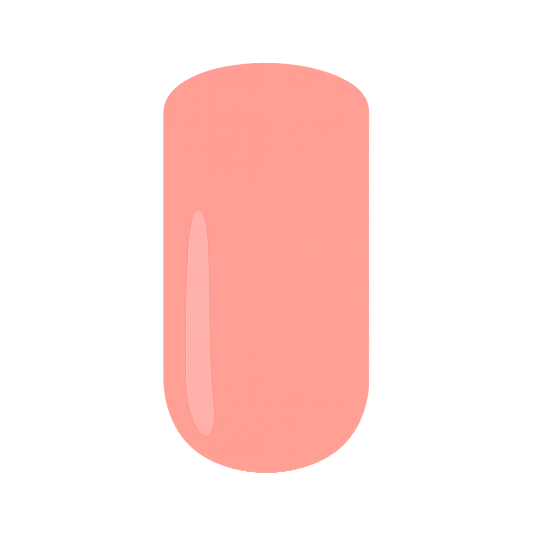 Peach-colored gel nail polish swatch on a white background