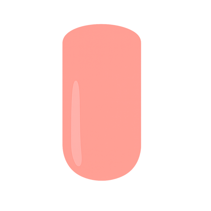 Peach-colored gel nail polish swatch on a white background