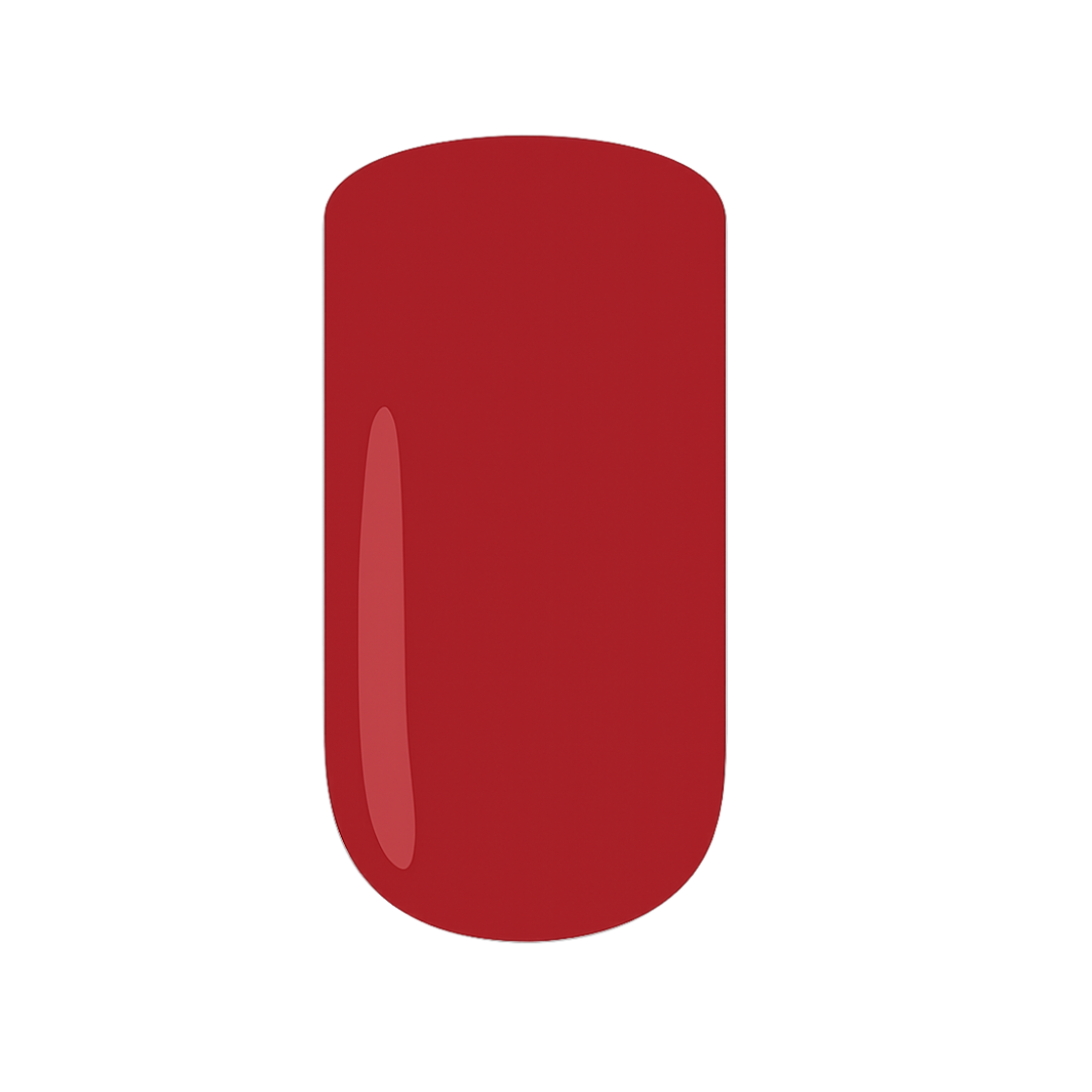 Red nail polish swatch on a white background