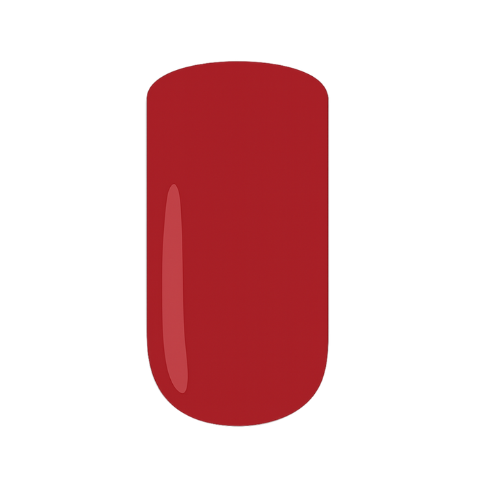 Red nail polish swatch on a white background