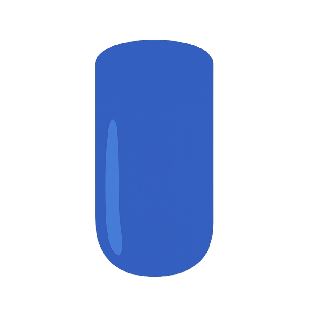 Blue gel polish swatch on a white background