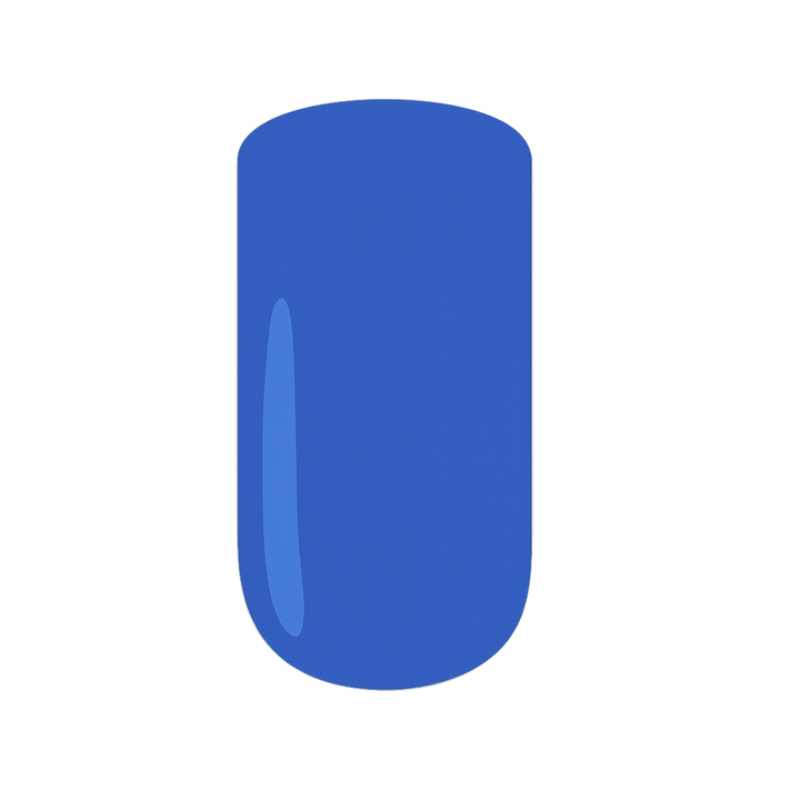 Blue gel polish swatch on a white background