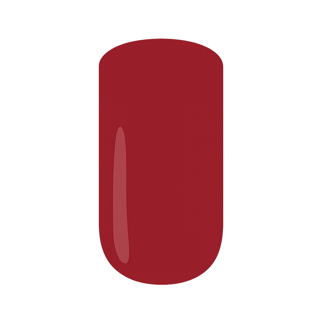 Red gel nail polish swatch on a white background