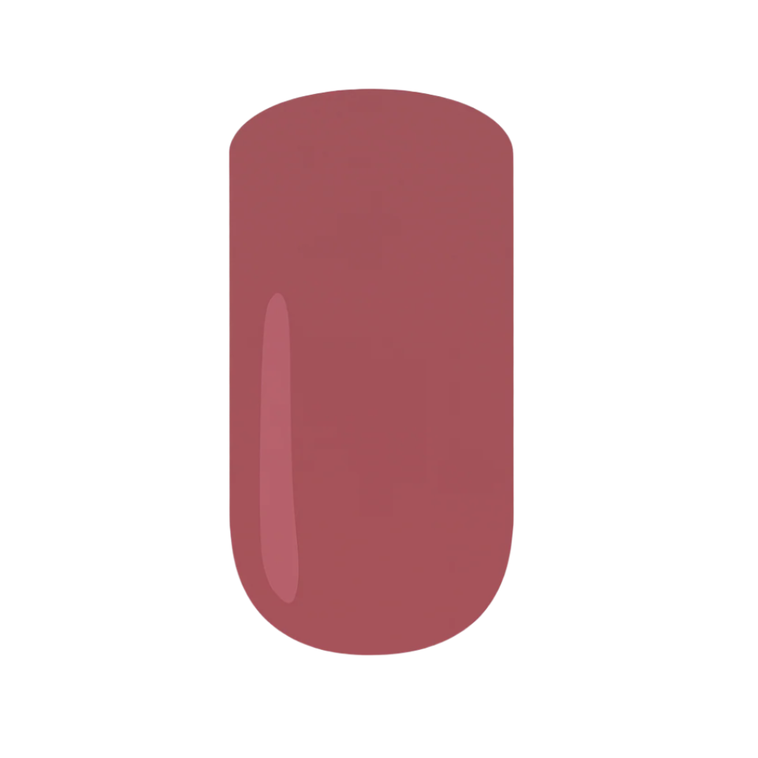 Gel polish swatch in a shade of red on a white background