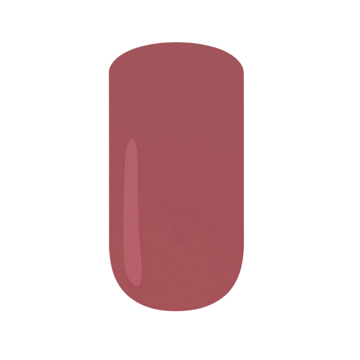 Gel polish swatch in a shade of red on a white background