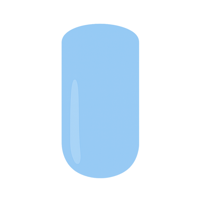 Gel Nail polish swatch in light blue on a white background