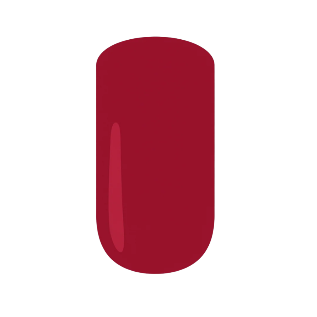 Red gel polish swatch on a white background