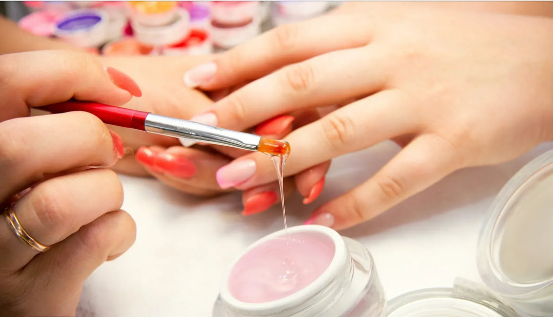 builder gel applied with brush 