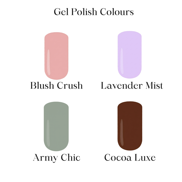 4 Gel Polish Colours in Belle Beauty's Nail Tech Starter Kit