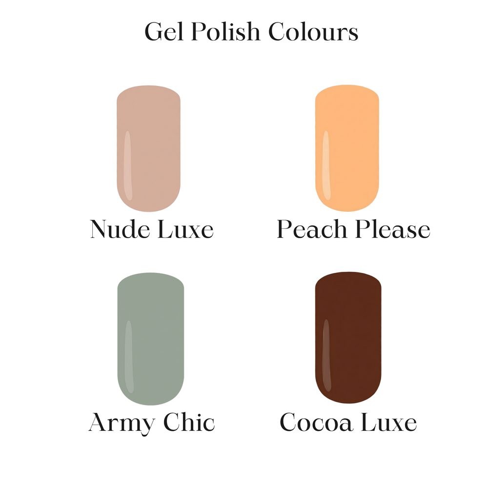4 Gel Polish Colours in Belle Beauty's Nail Tech Starter Kit