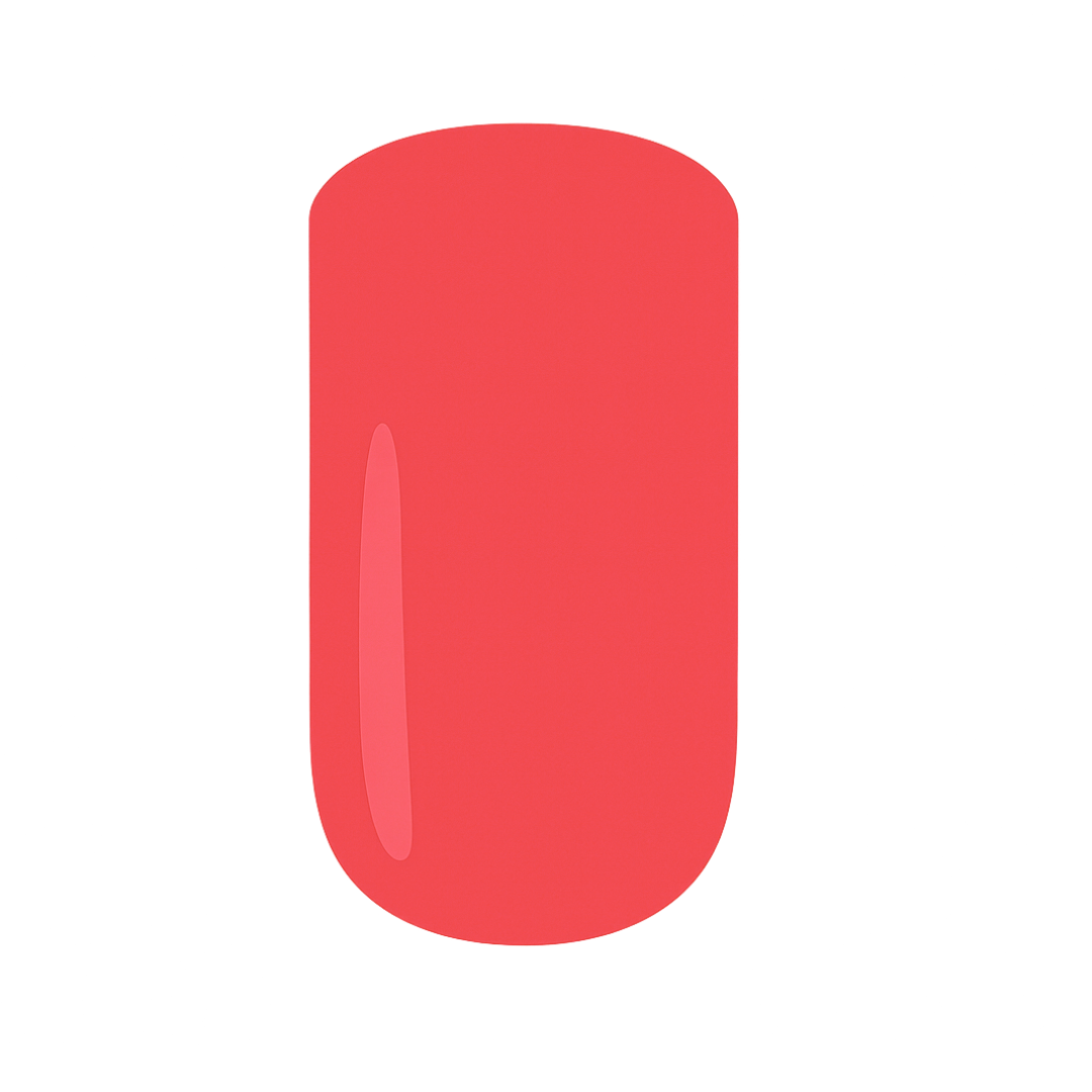 Red gel polish swatch on a white background