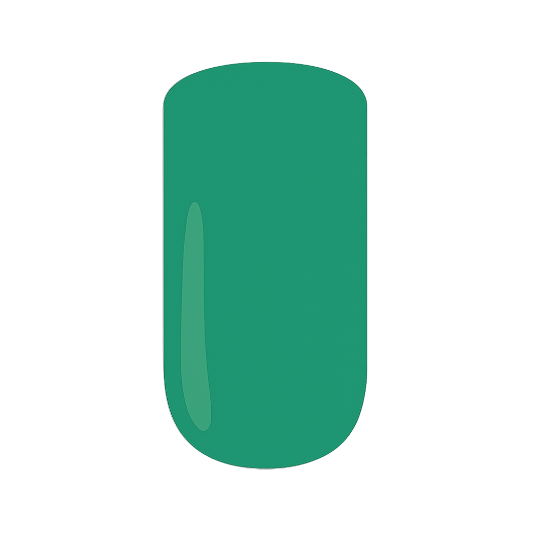 Green gel polish swatch on a white background