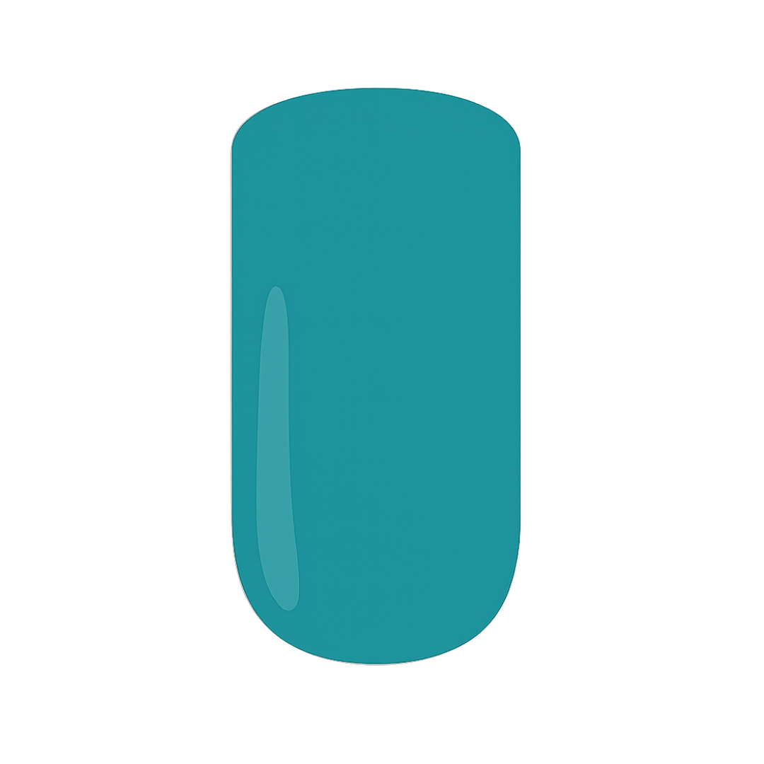 Teal gel polish swatch on a white background