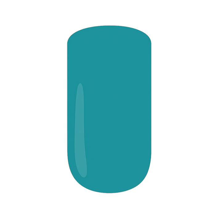 Teal gel polish swatch on a white background