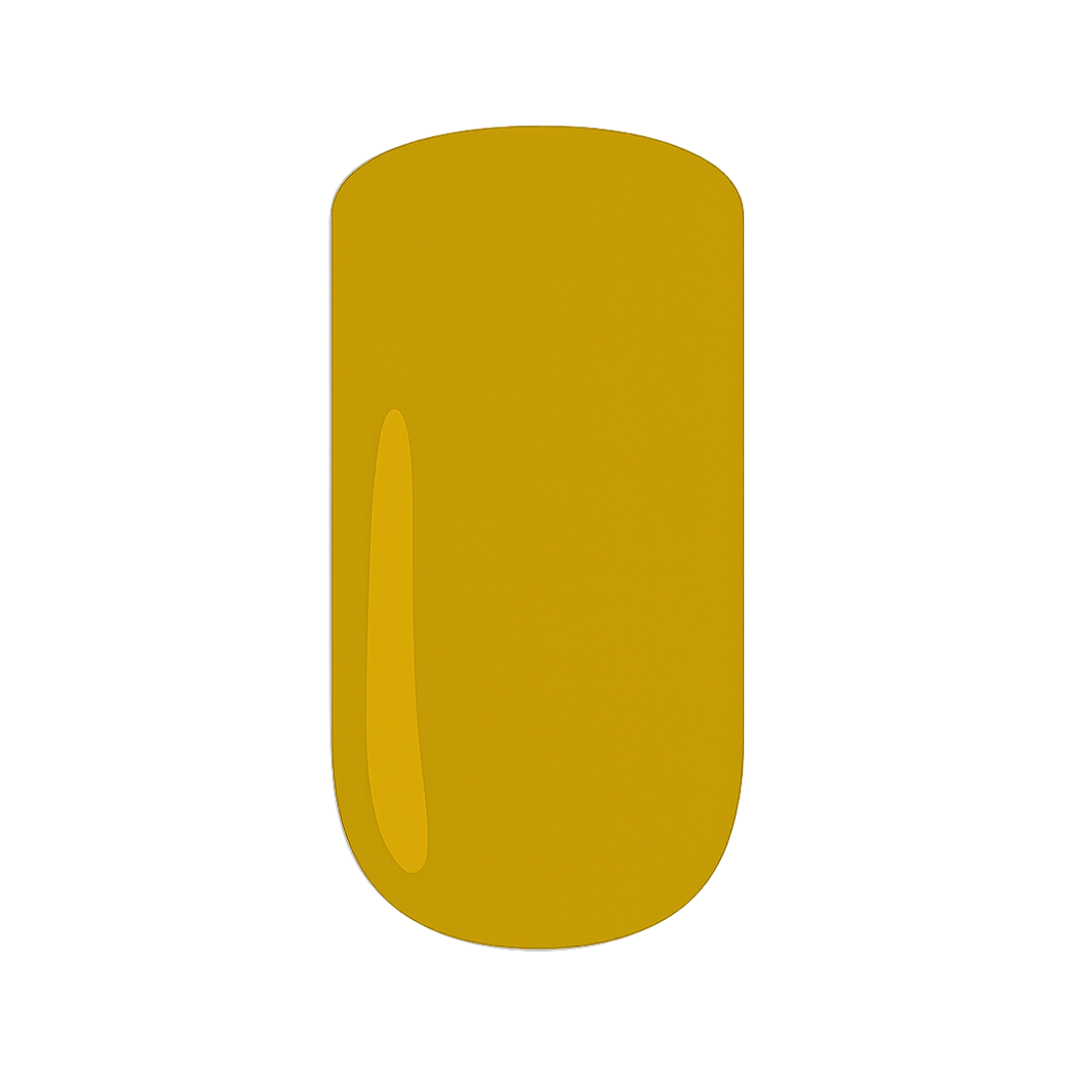 Off-yellow gel nail polish swatch