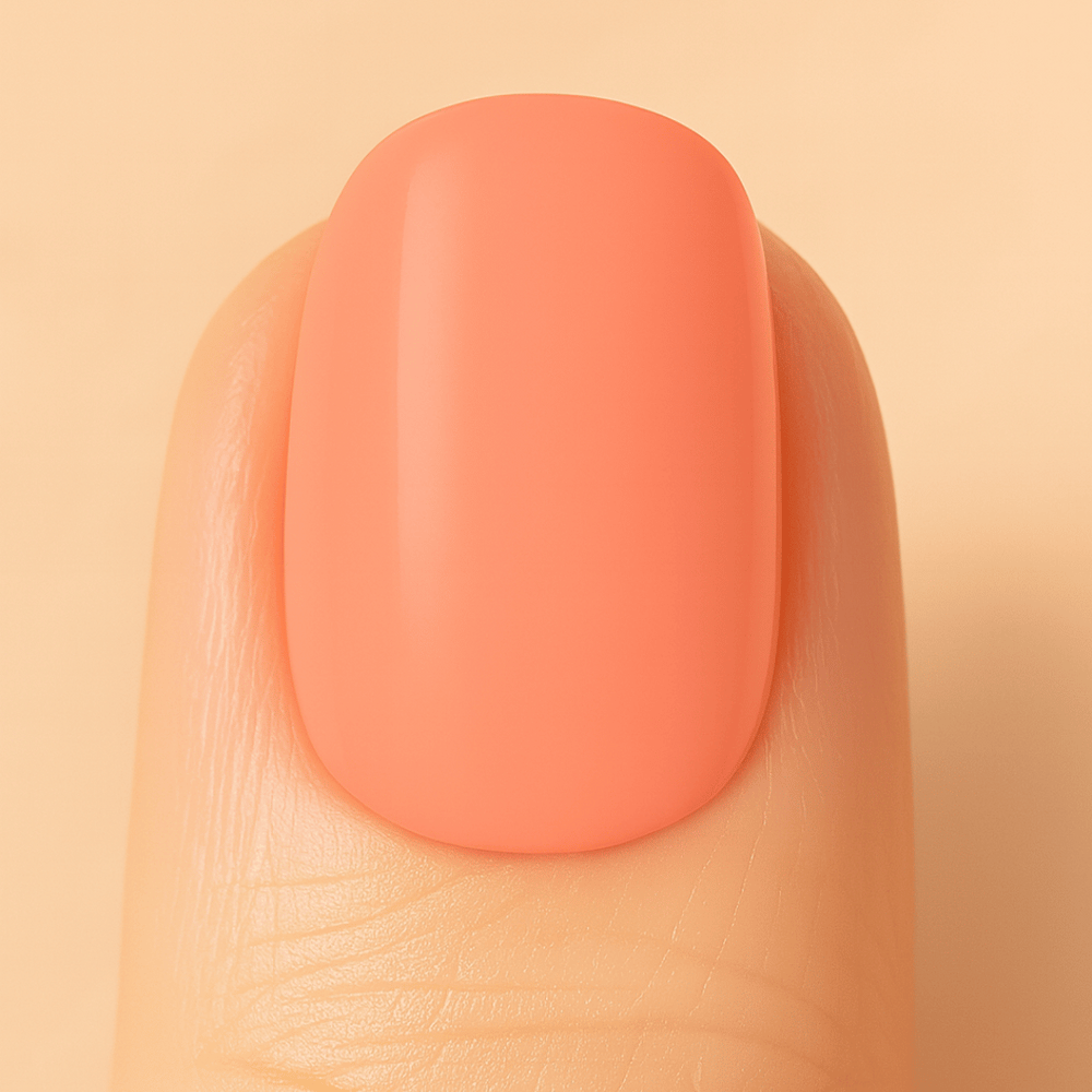 Belle Beauty's Peach Babe BIAB applied to a nail