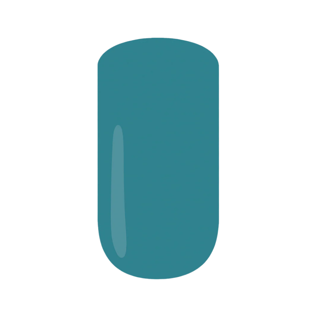 Petrol blue gel polish swatch on a white background