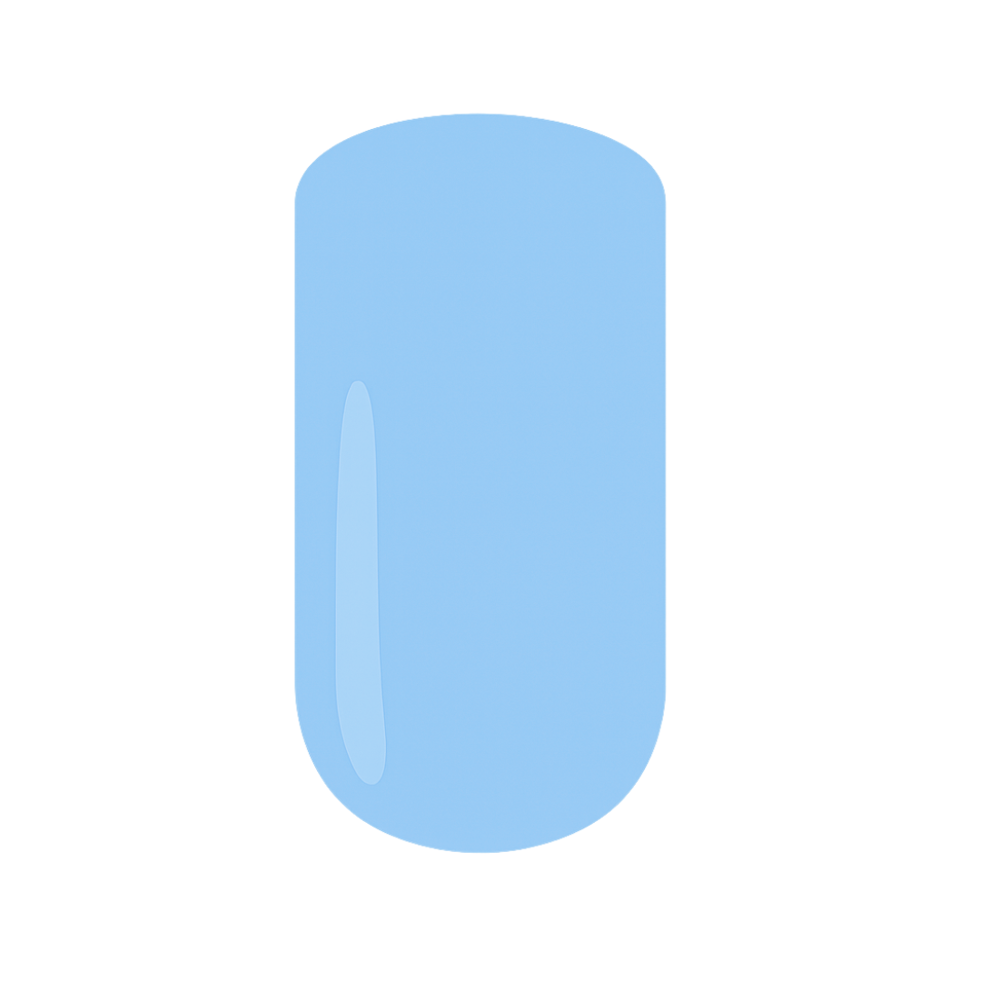 Gel Nail polish swatch in light blue on a white background
